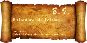 Balassovich Izidor névjegykártya